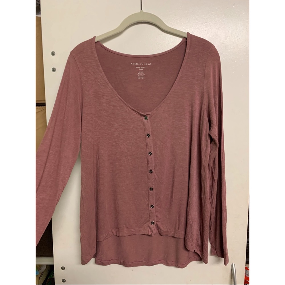 American Eagle slub button down mauve long sleeve